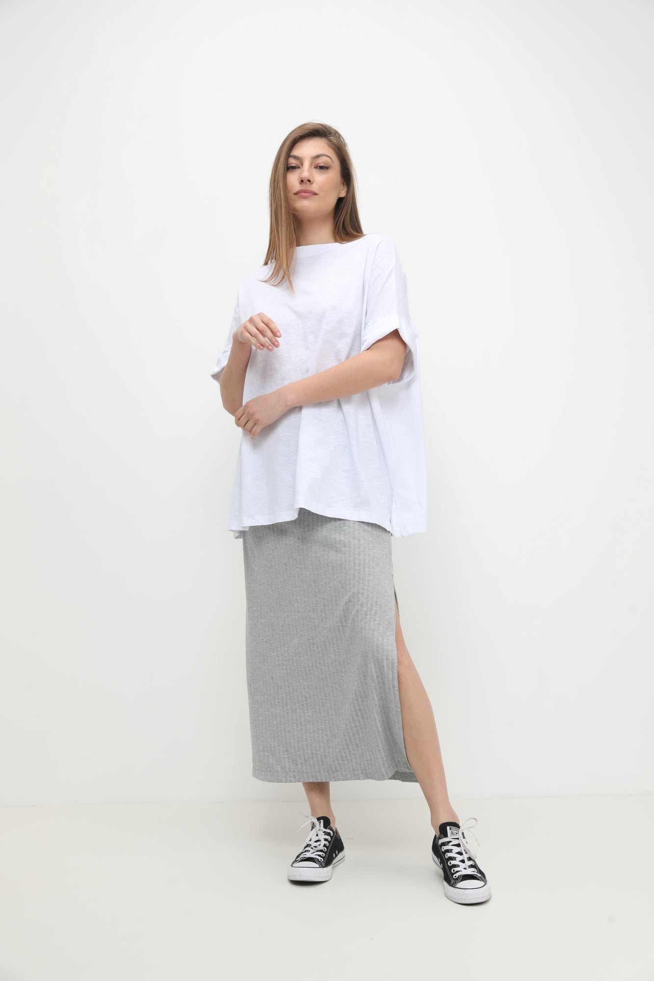 חצאית ג'קי אפור מלאנז' יד 2 מהארון של שי