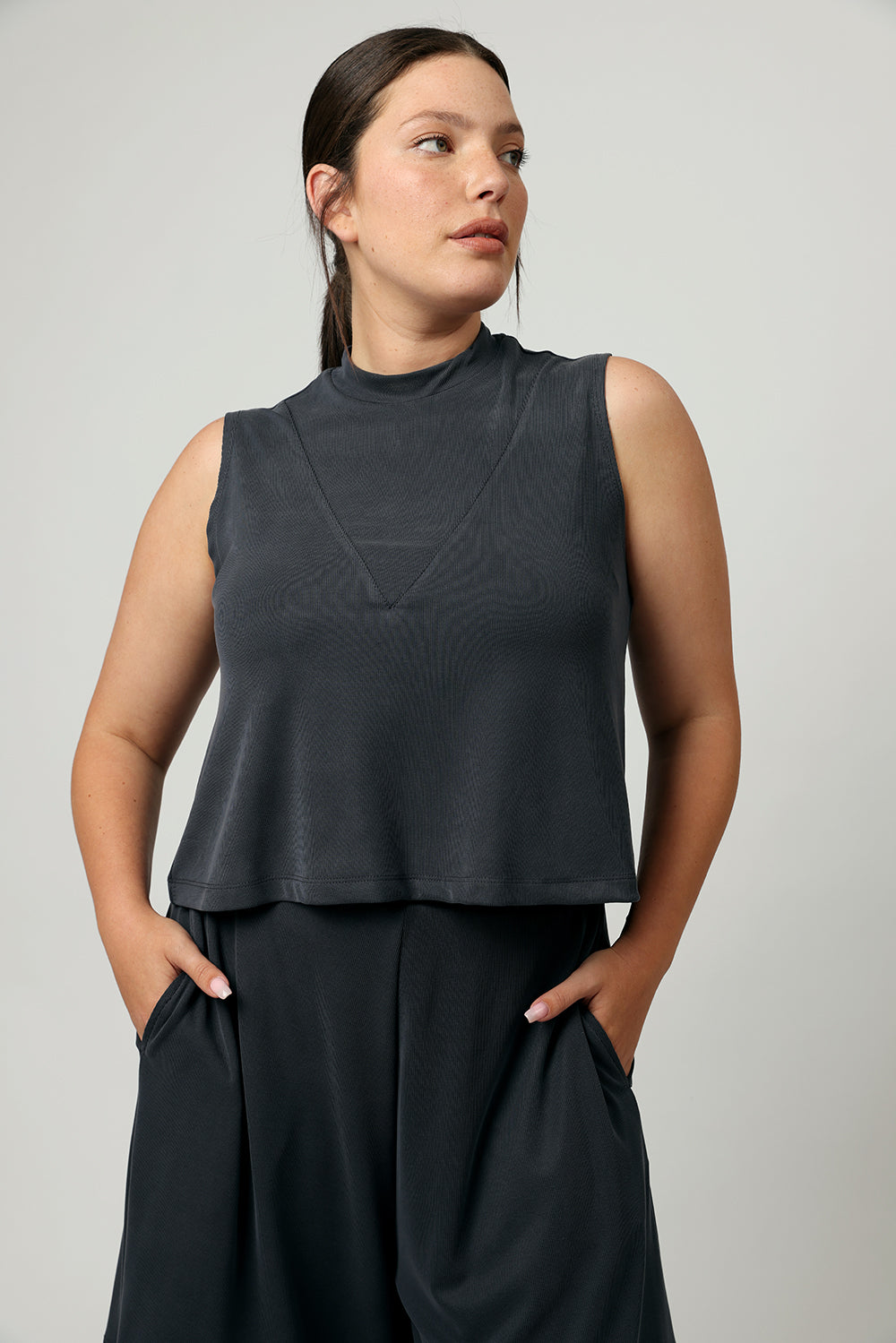 Haley Tank Top Steel - Layou Design by Shay Sobol