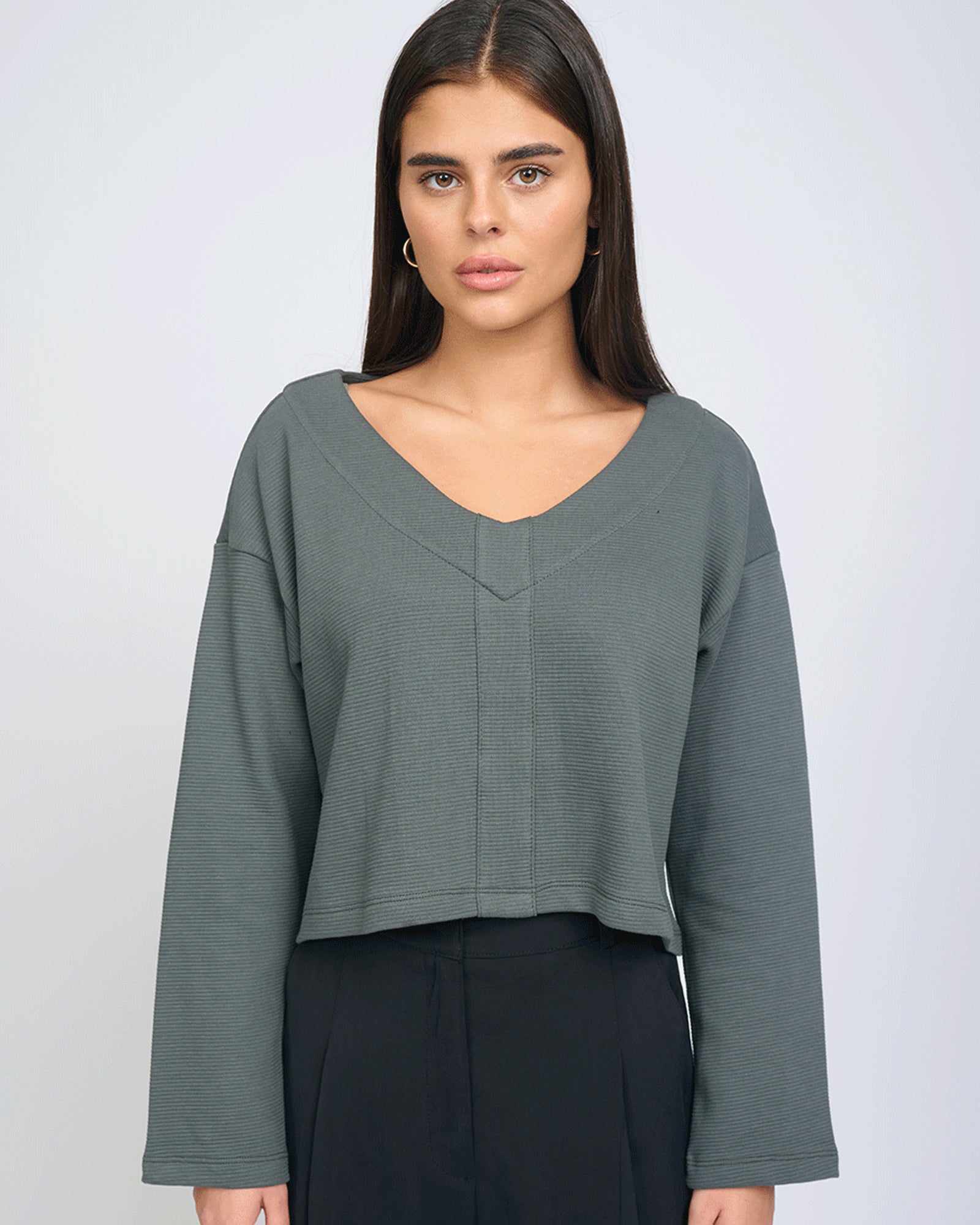 Louisa V Top Dark Grey