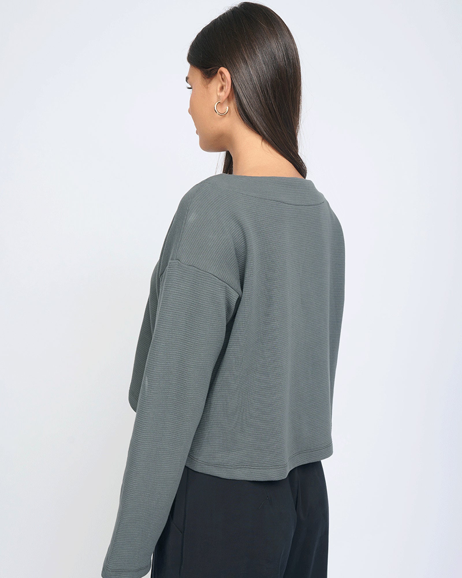 Louisa V Top Dark Grey