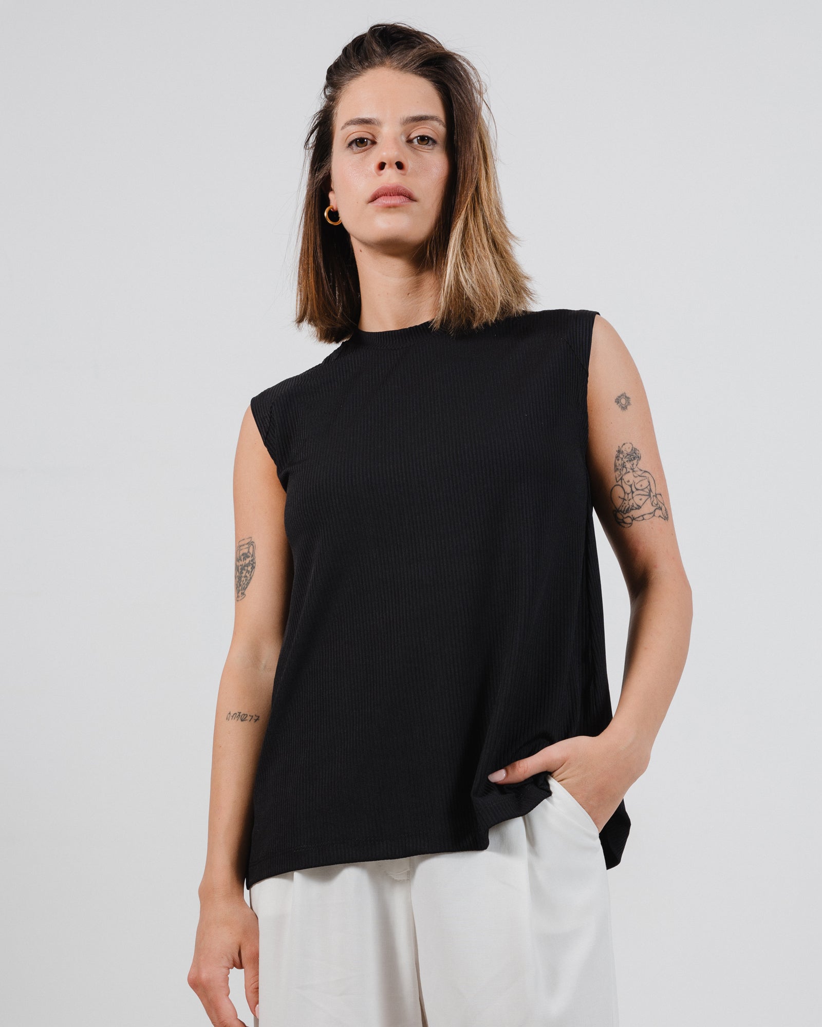 Tony Tank Top Black Rib