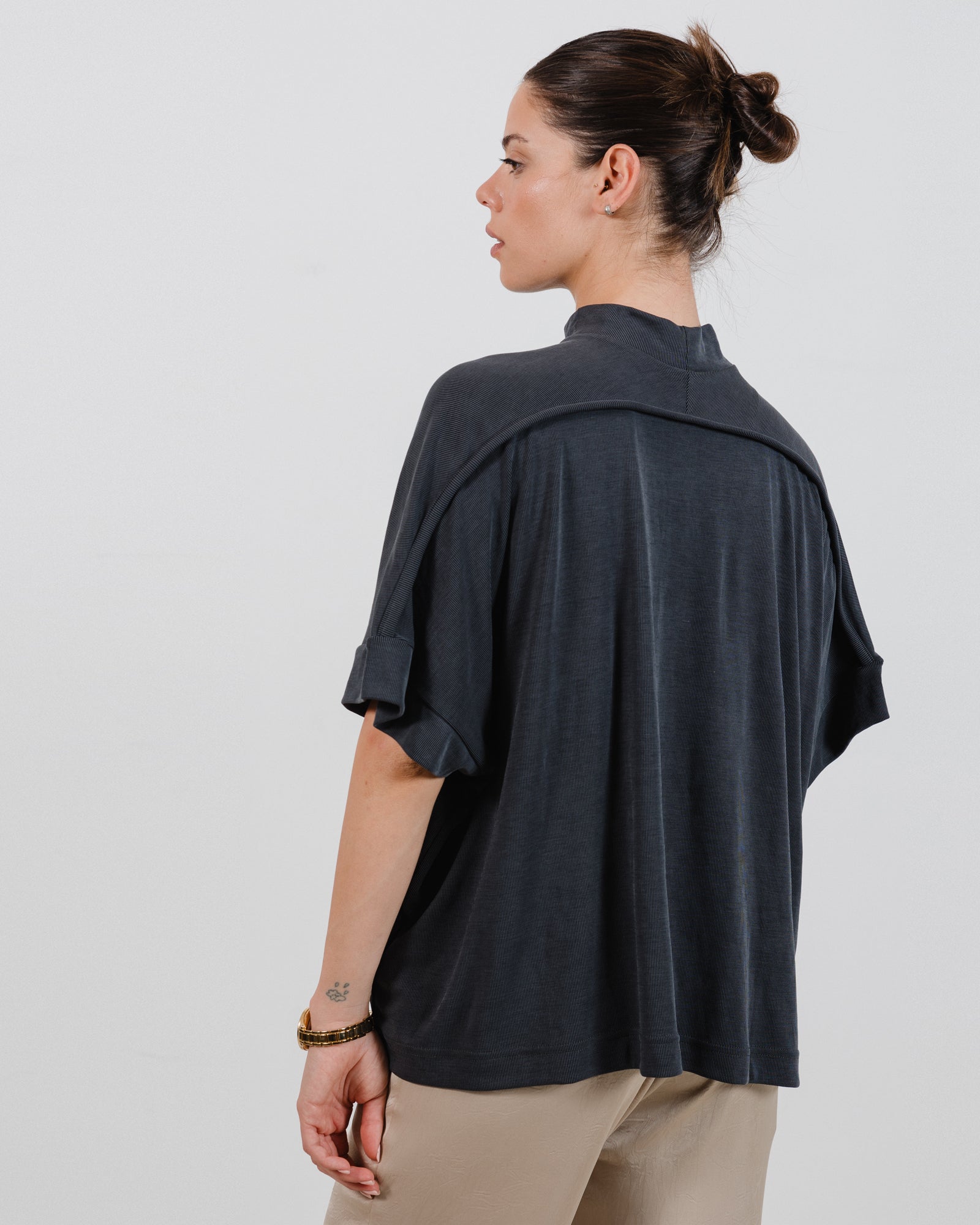 Jane Top Steel Grey Rib