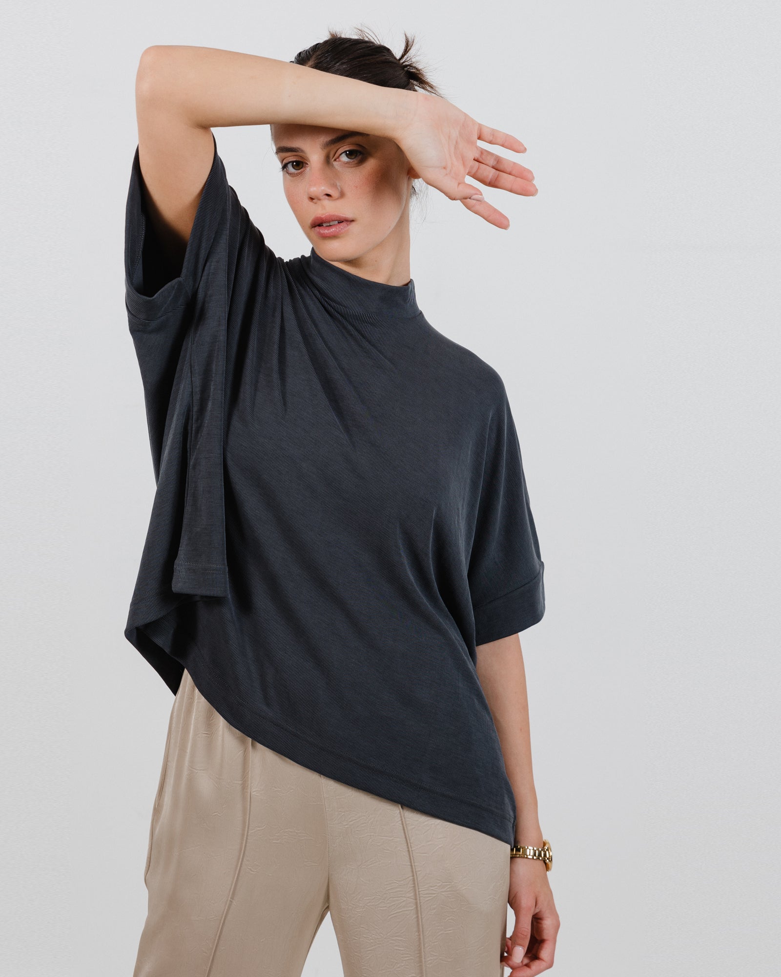 Jane Top Steel Grey Rib
