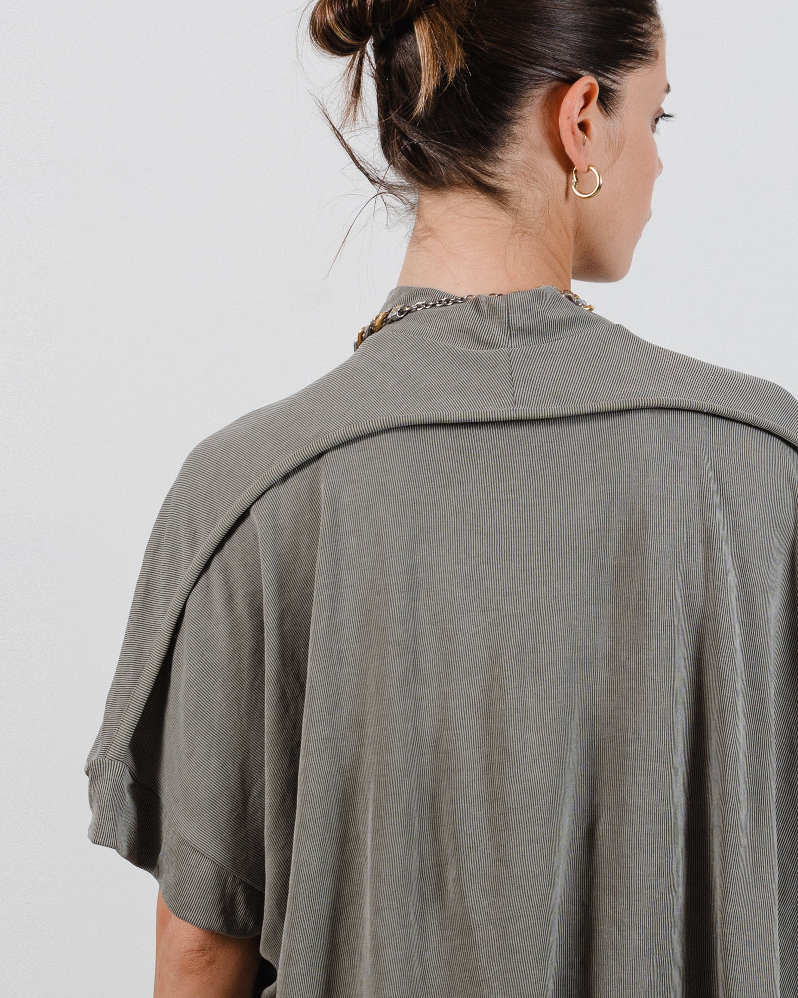 Jane Top Olive Grey Rib