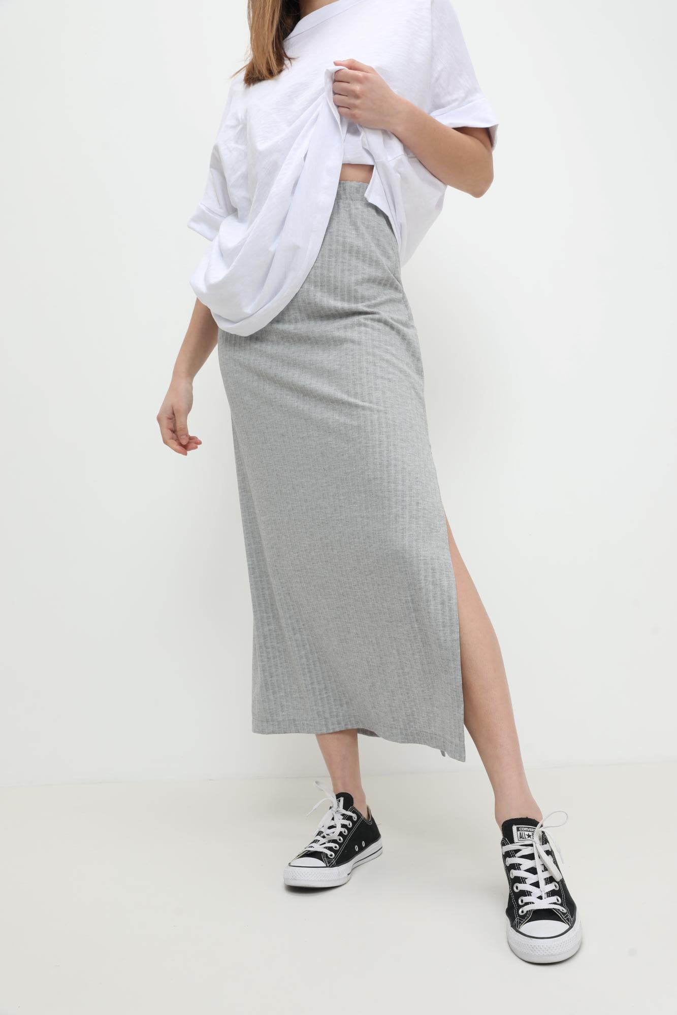 חצאית ג'קי אפור מלאנז' יד 2 מהארון של שי