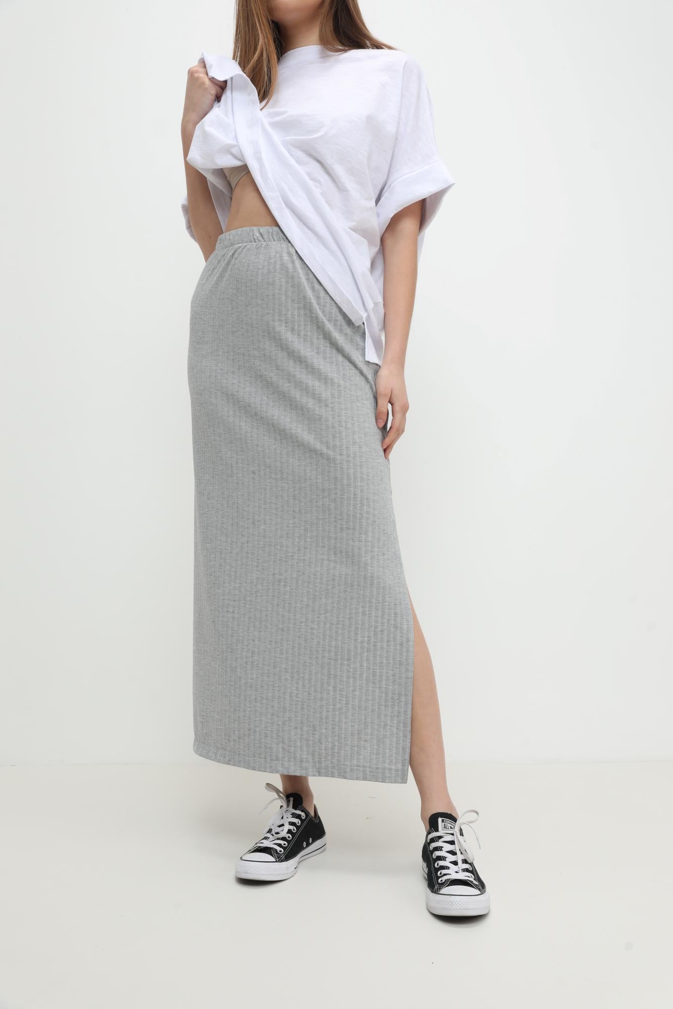 חצאית ג'קי אפור מלאנז' יד 2 מהארון של שי