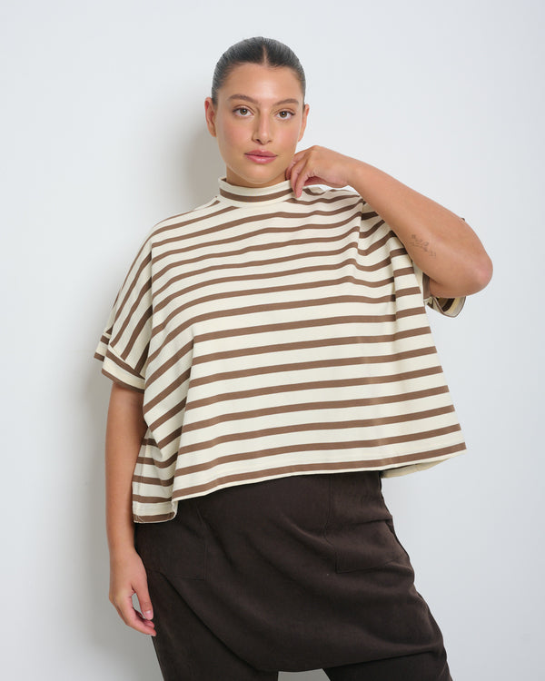 Rebecca Stripes Top Cream/Brown