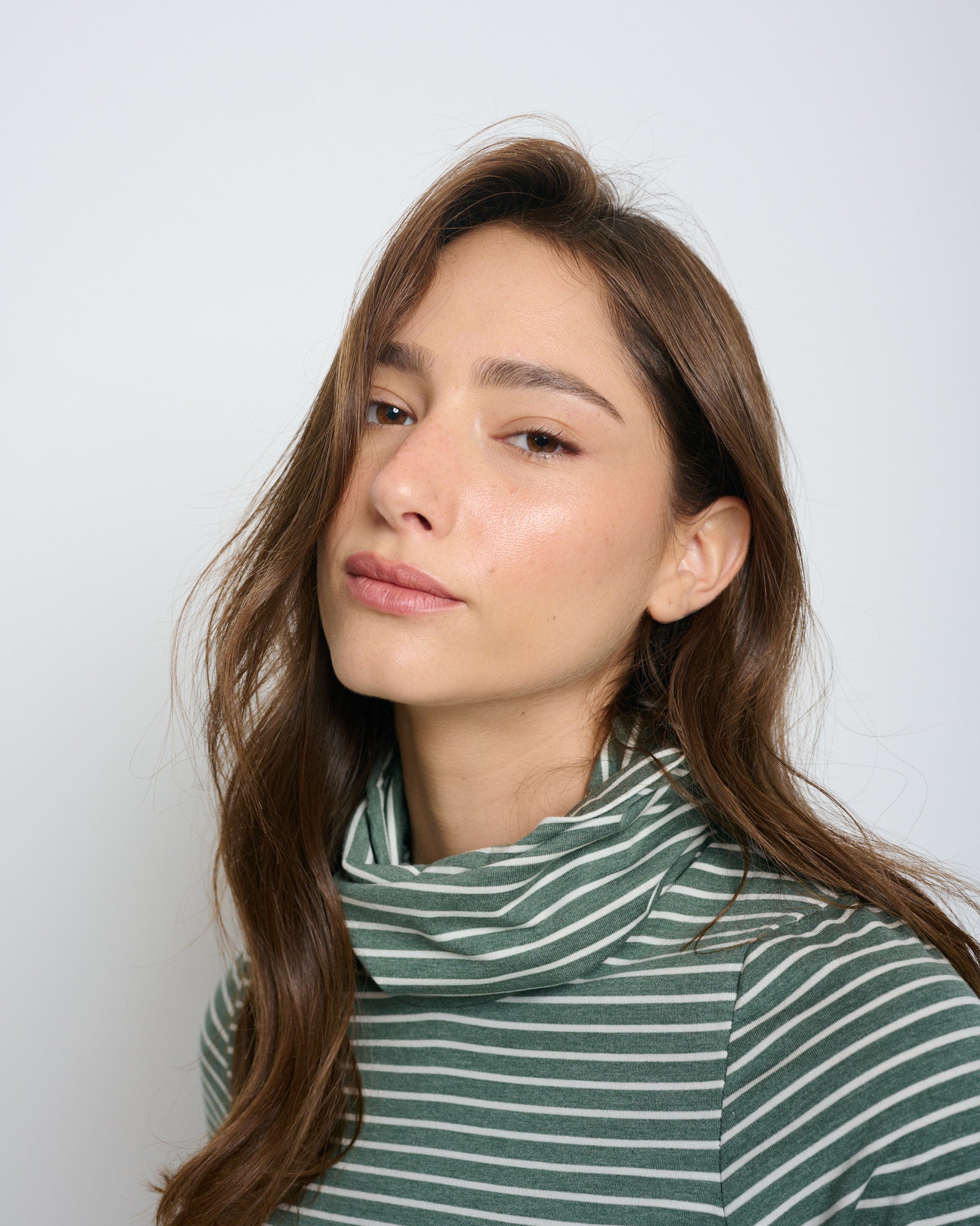 Linoy 2.0 Turtleneck Top Green/White Stripes