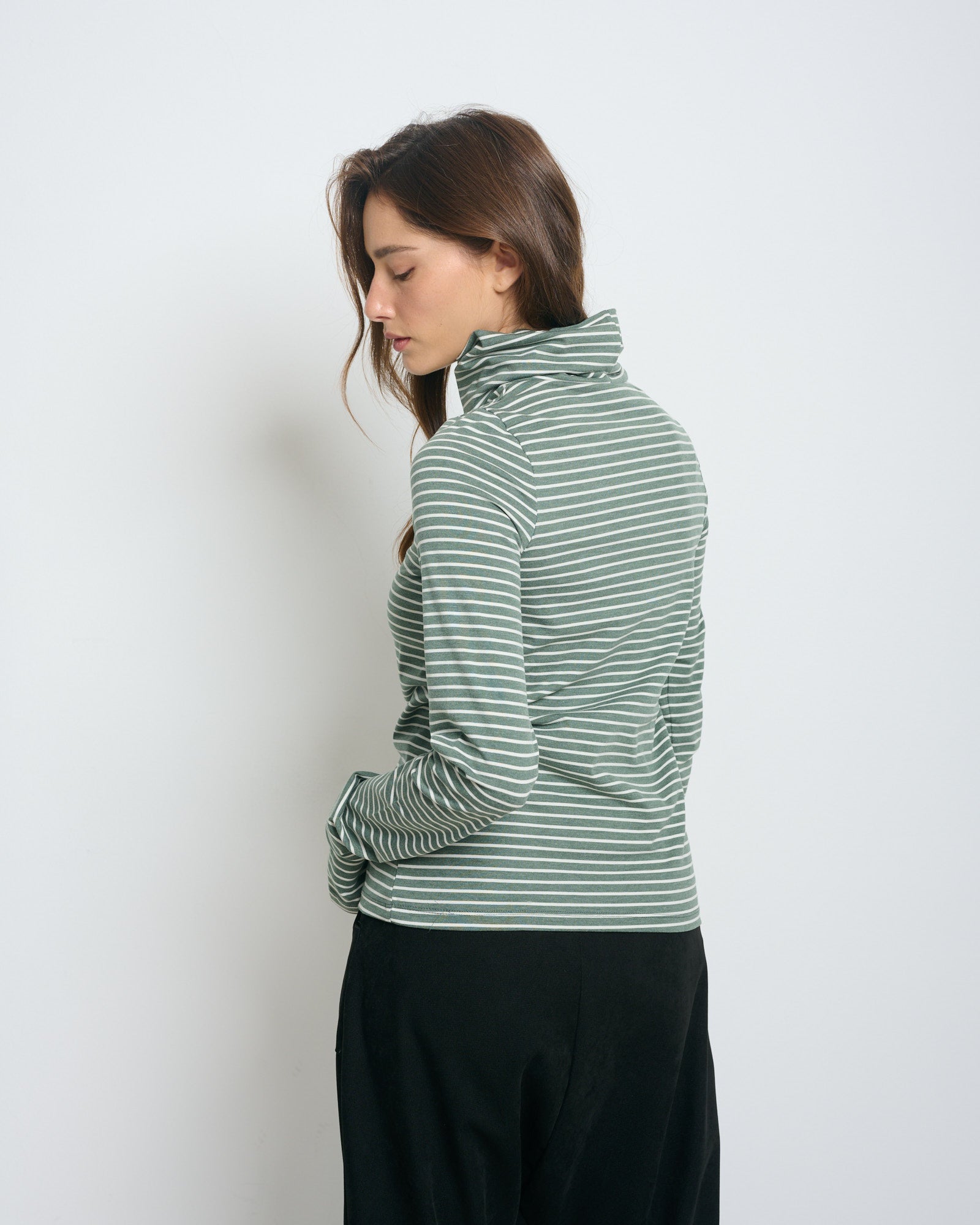 Linoy 2.0 Turtleneck Top Green/White Stripes