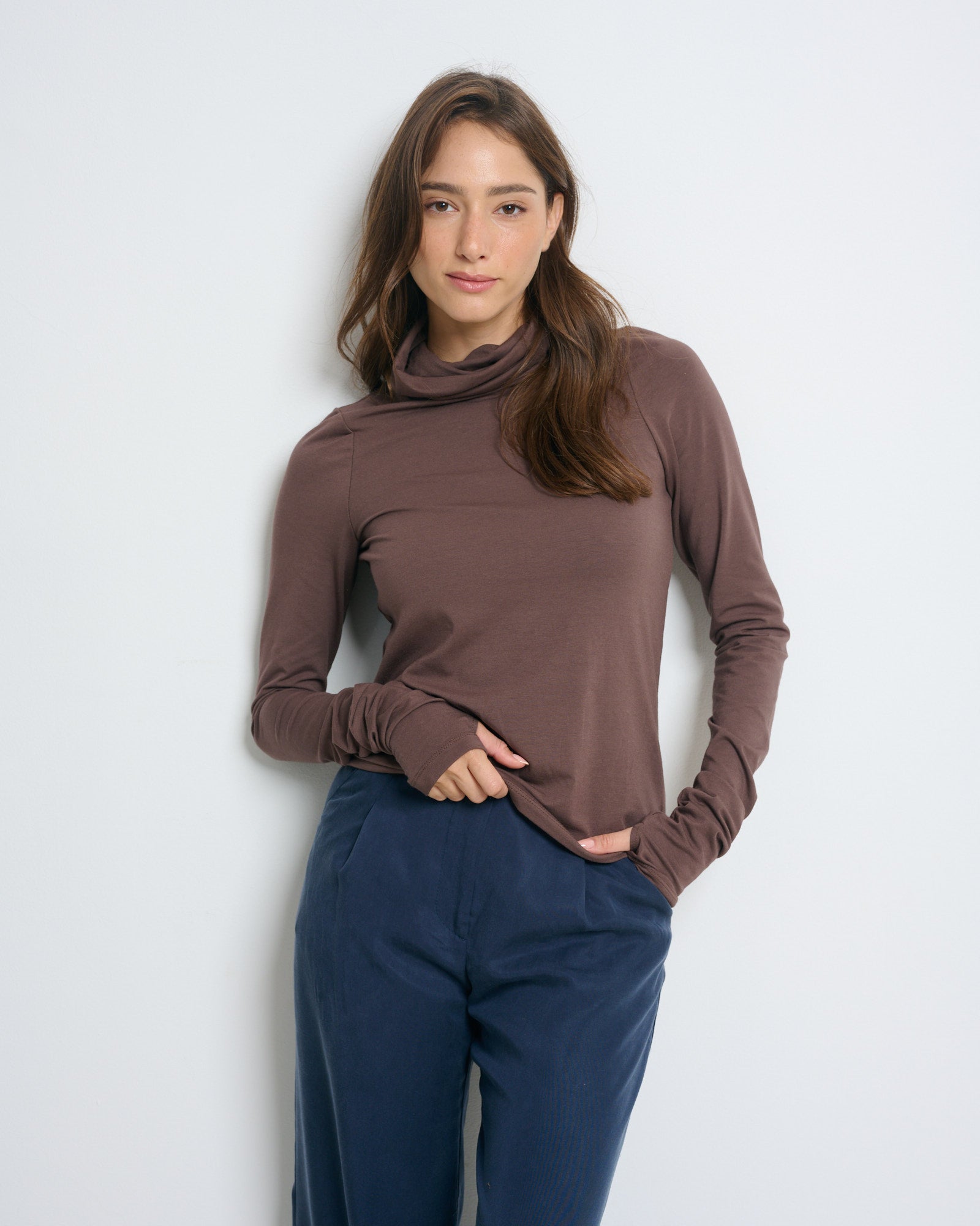 Linoy 2.0 Turtleneck Top Brown