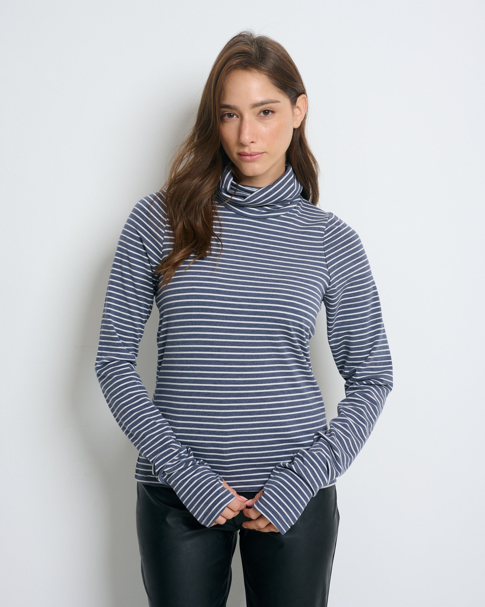 Linoy 2.0 Turtleneck Top Denim Blue/White Stripes