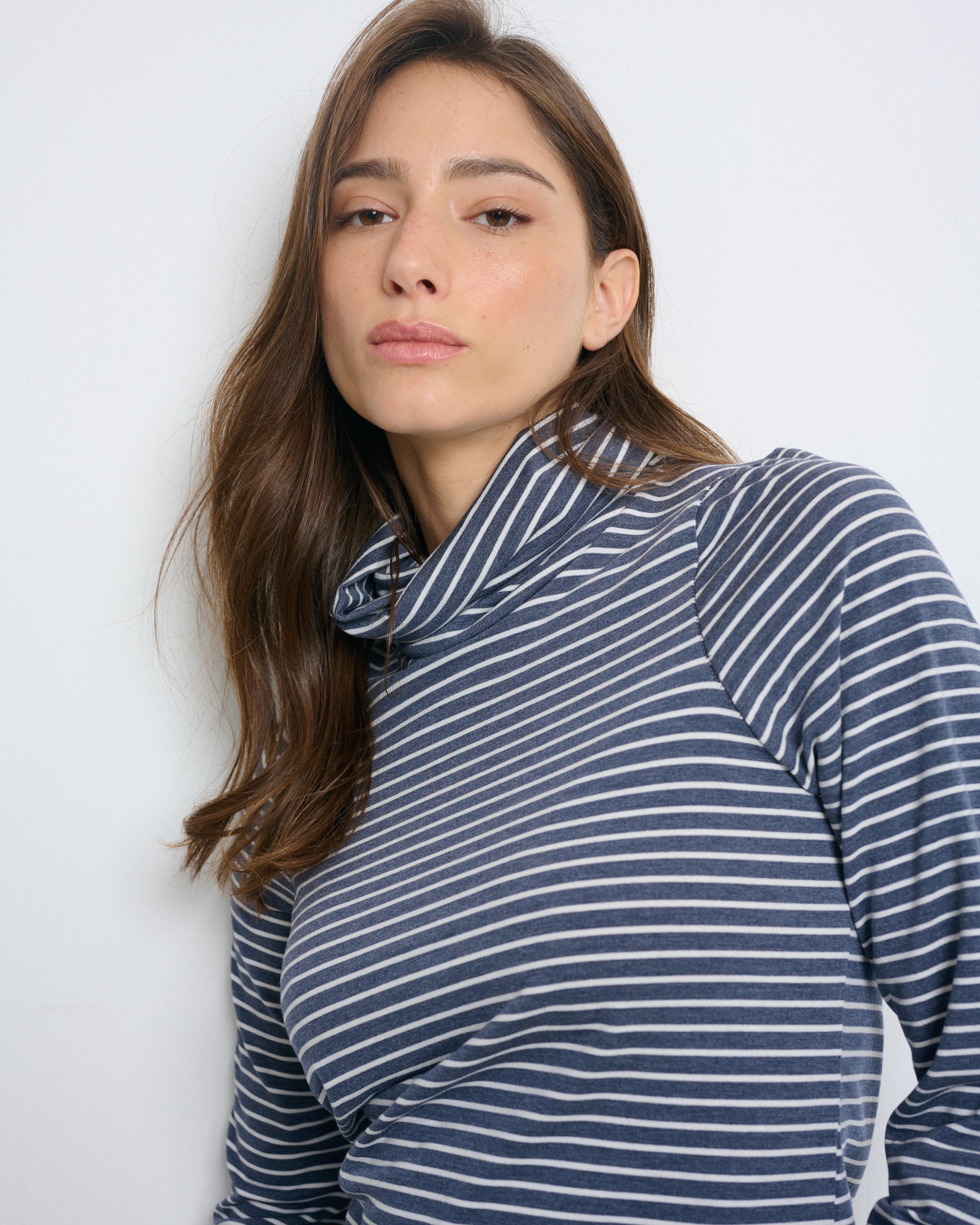 Linoy 2.0 Turtleneck Top Denim Blue/White Stripes