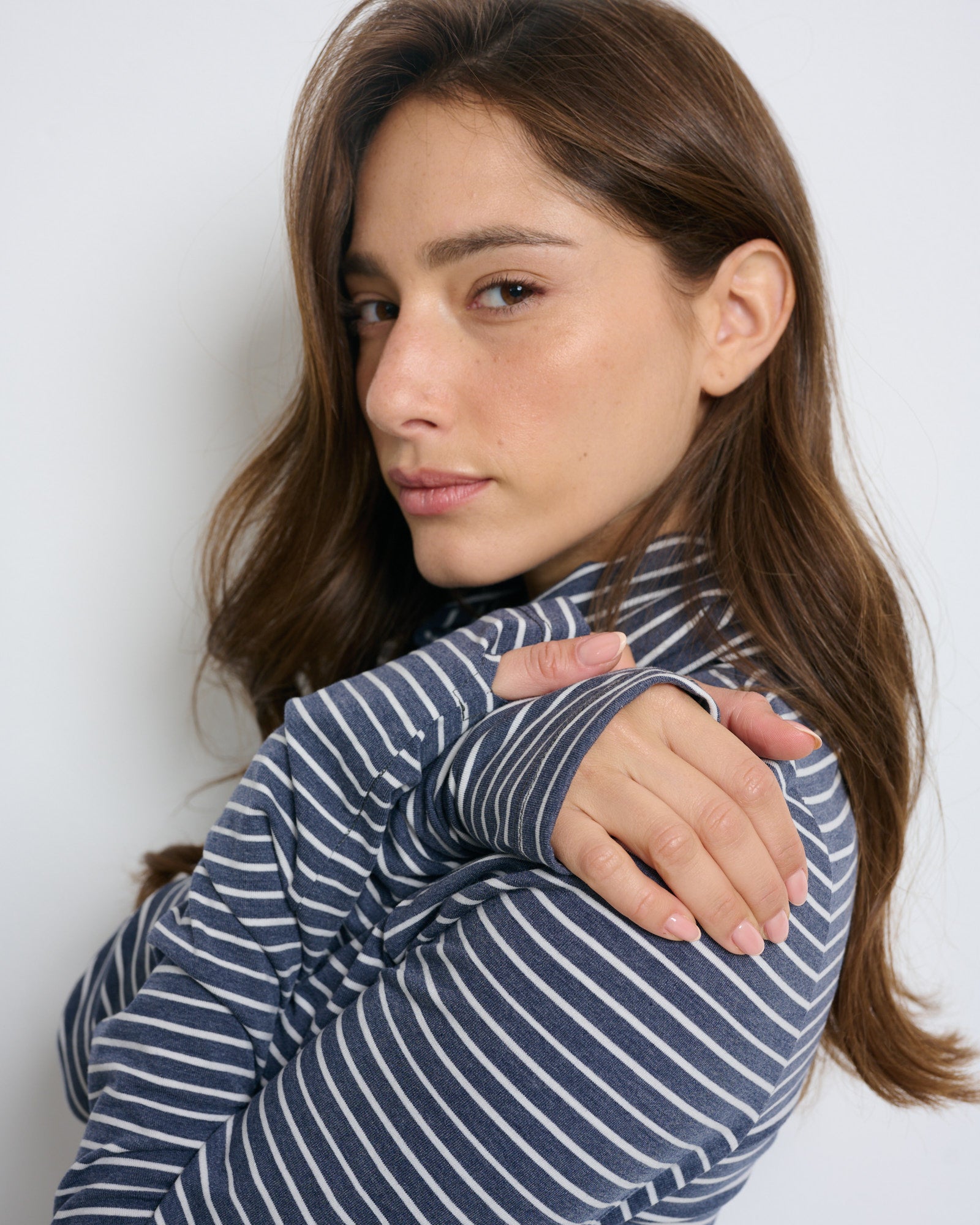 Linoy 2.0 Turtleneck Top Denim Blue/White Stripes