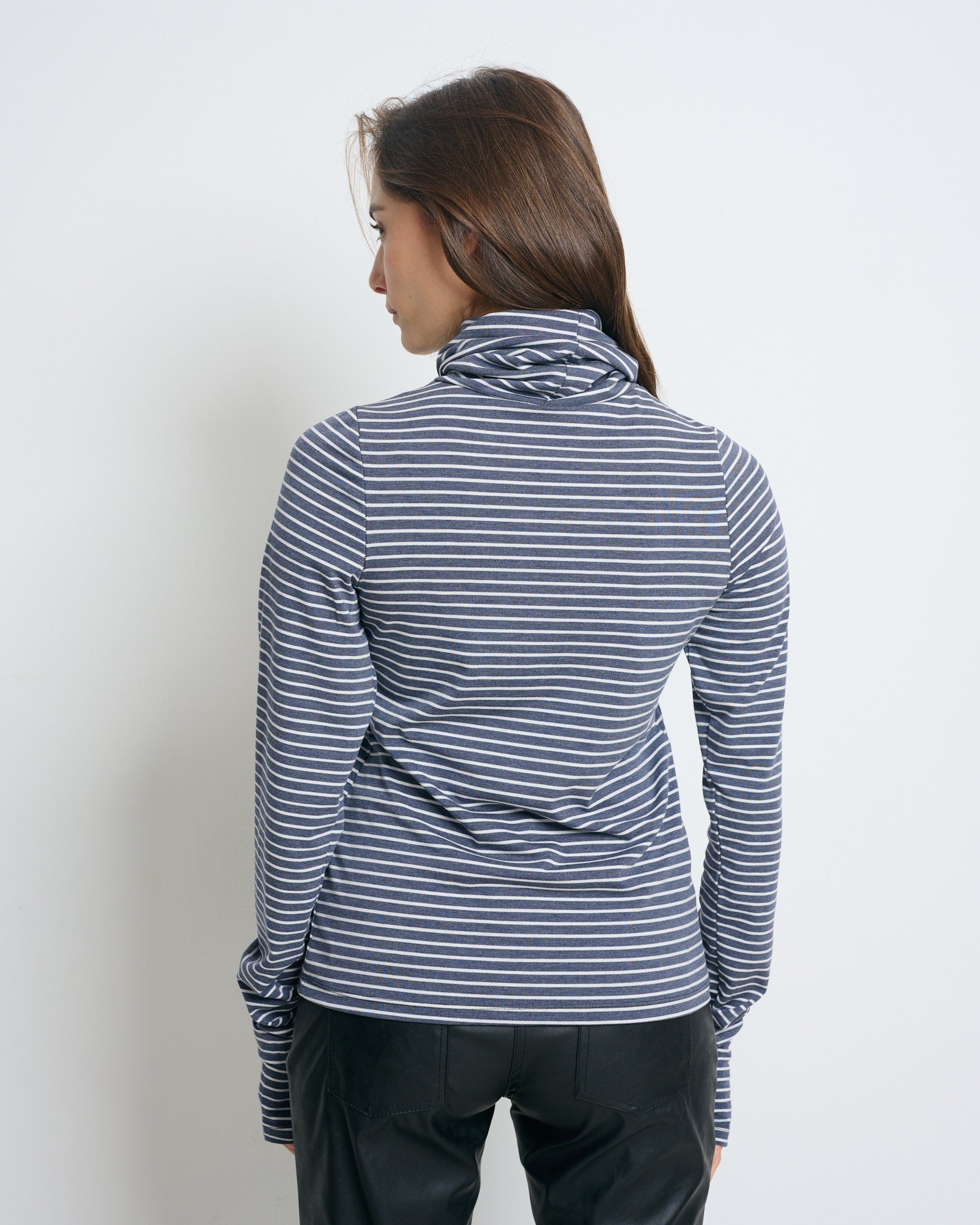 Linoy 2.0 Turtleneck Top Denim Blue/White Stripes