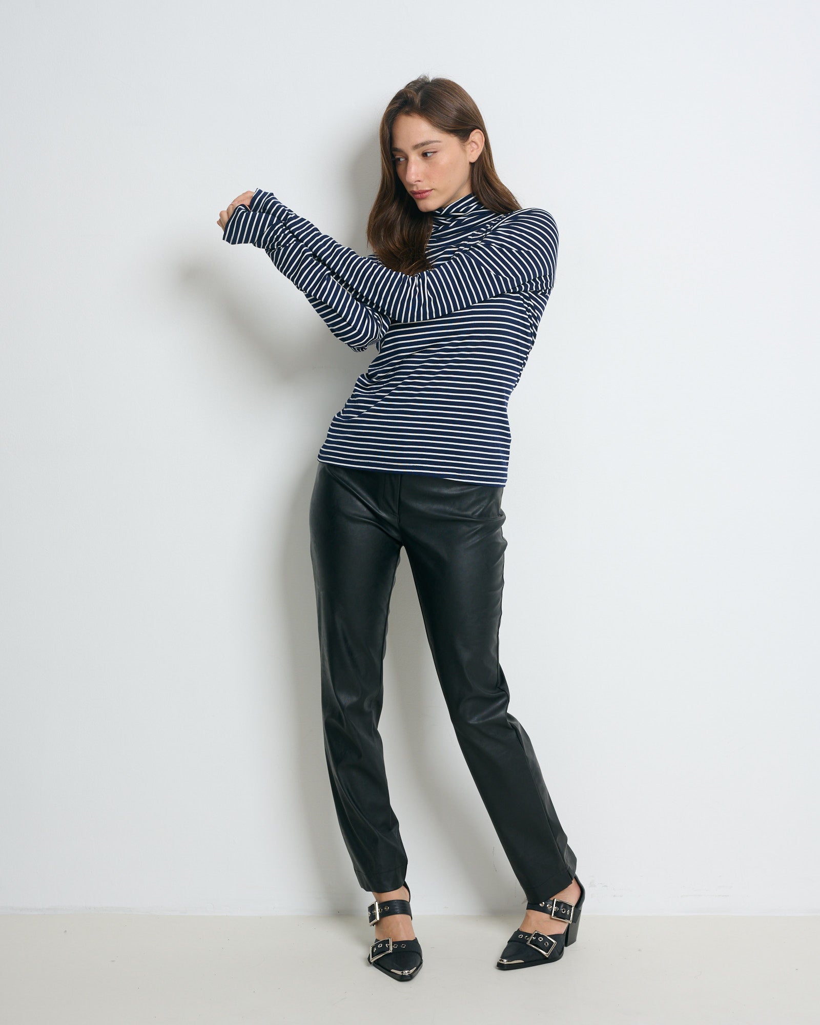 Linoy 2.0 Turtleneck Top Denim Blue/White Stripes