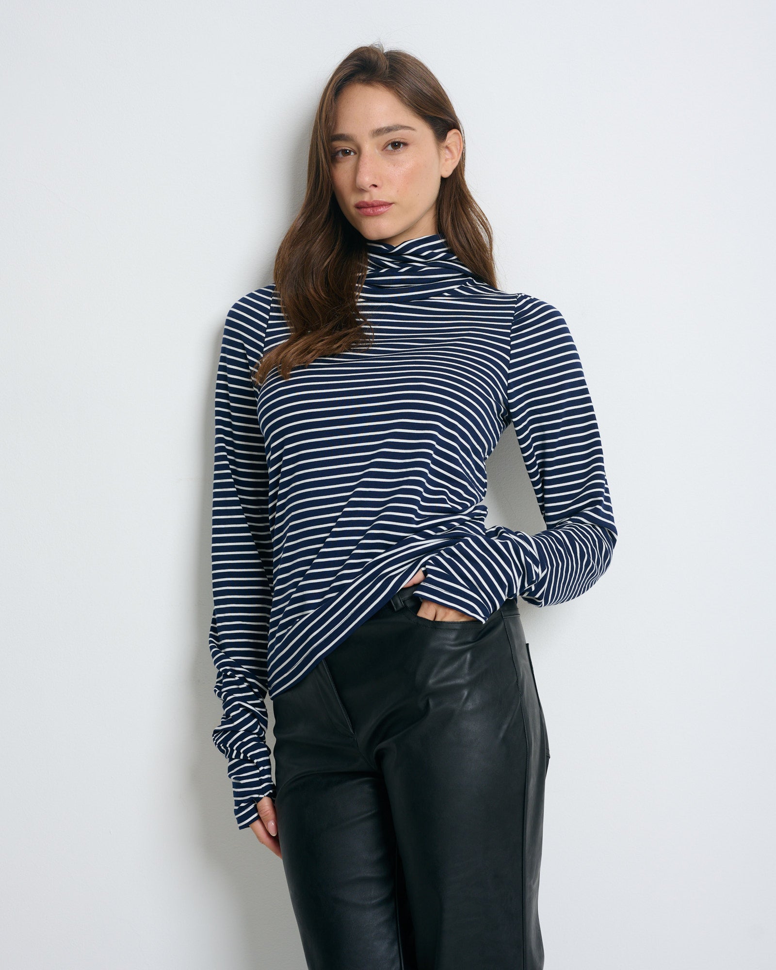 Linoy 2.0 Turtleneck Top Navy/White Stripes