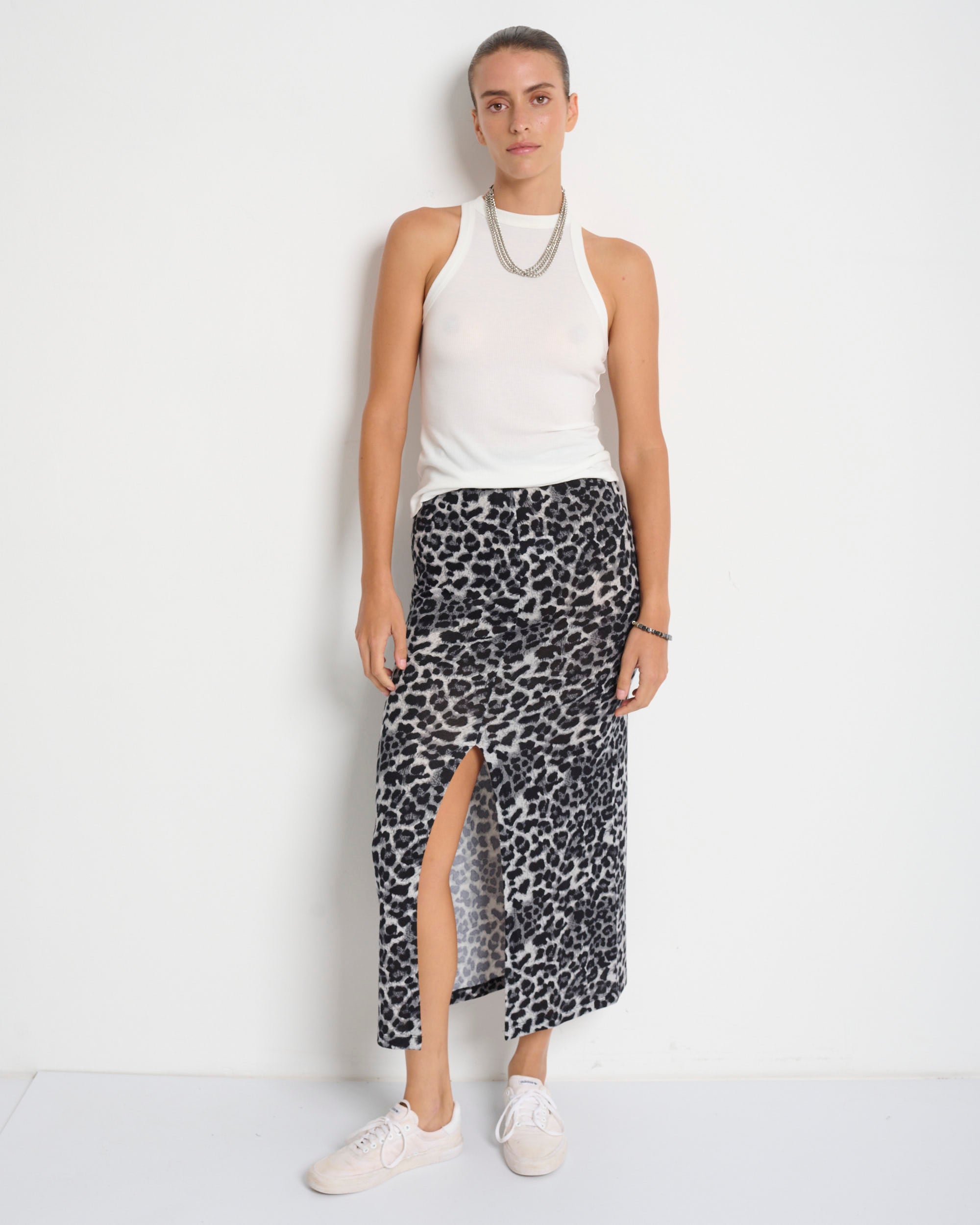 Lili Skirt Grey Leopard