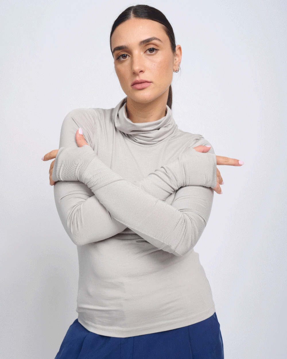 Linoy 2.0 Turtleneck Top Silver Grey