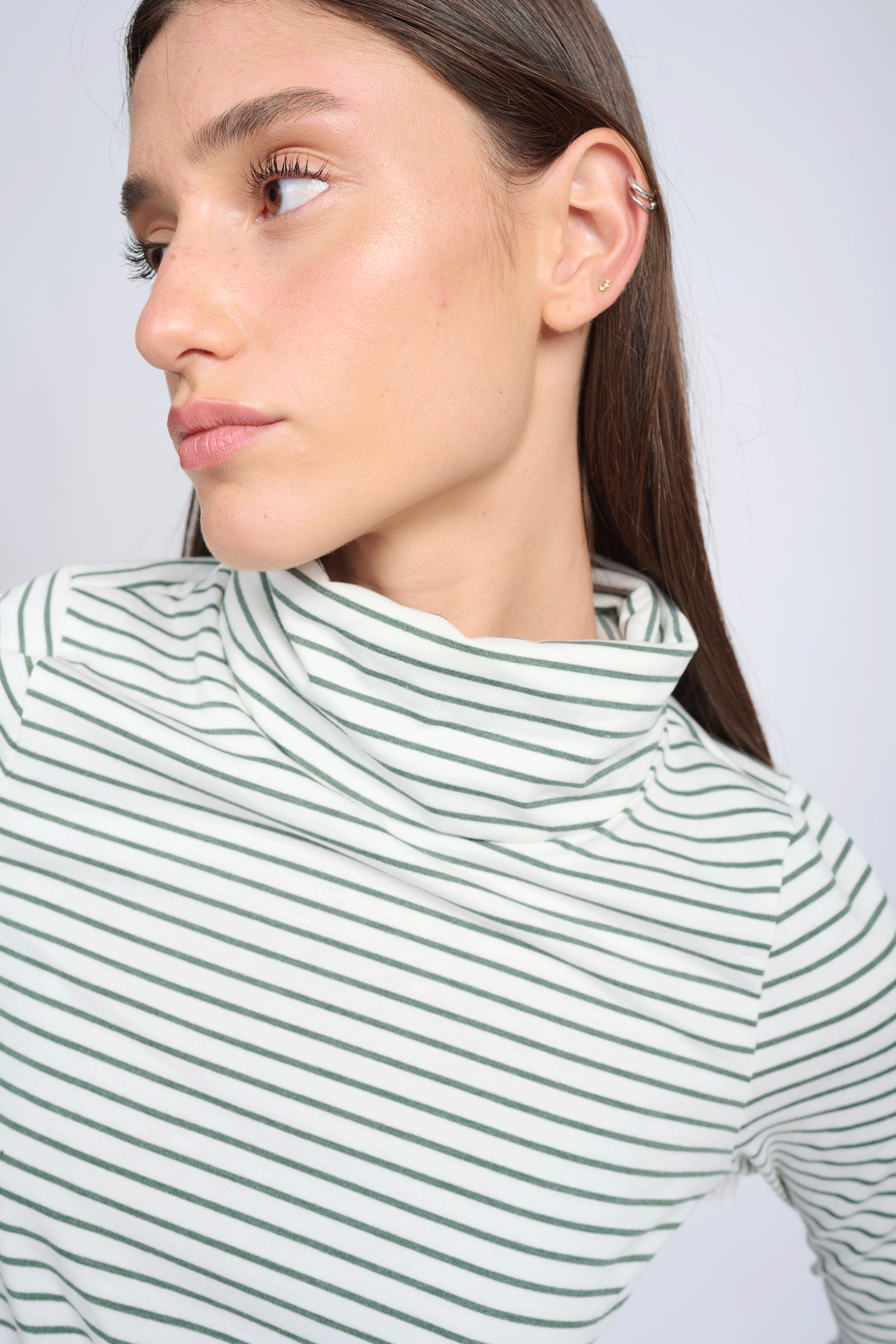 Linoy 2.0 Turtleneck Top Green Stripes