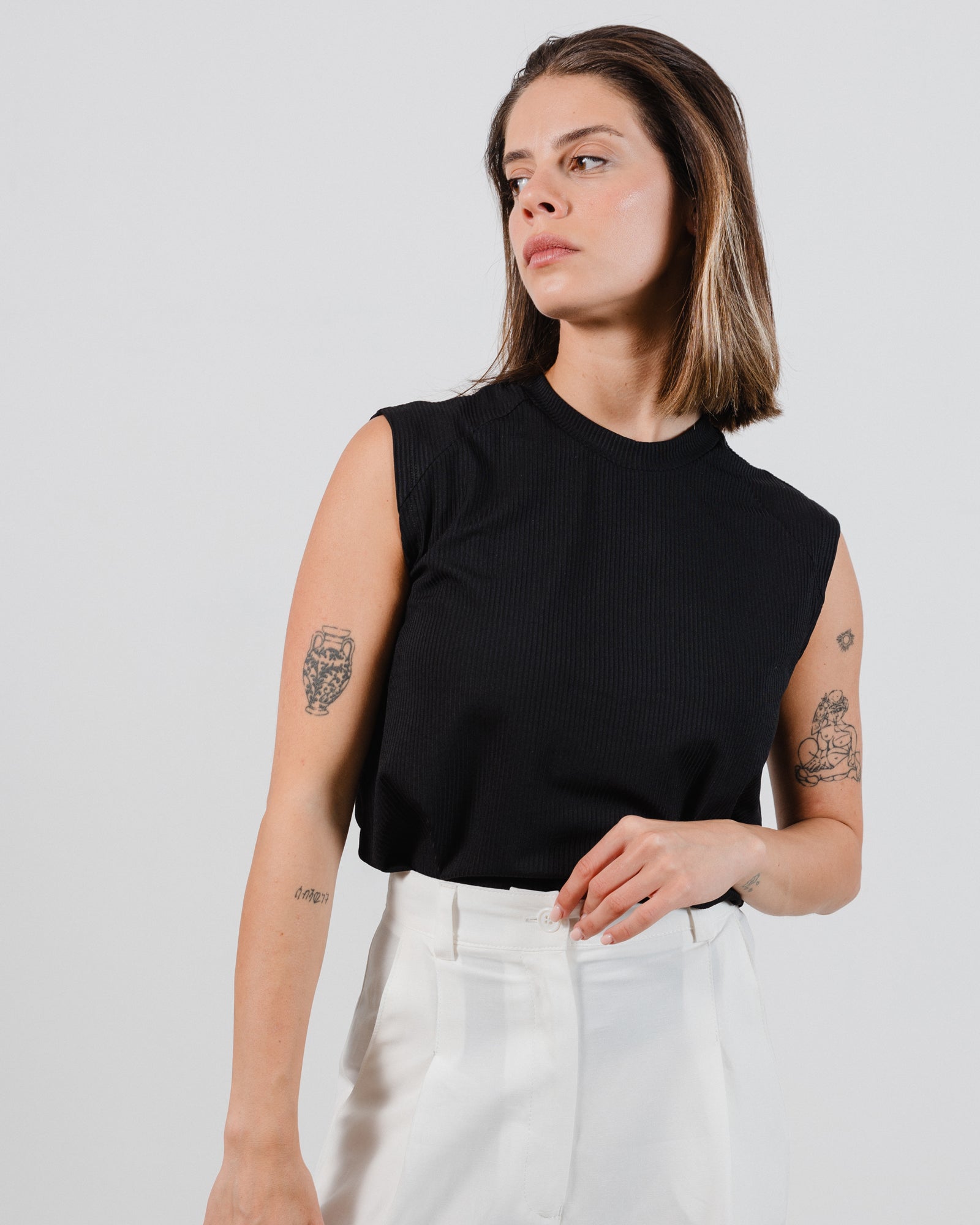 Tony Tank Top Black Rib